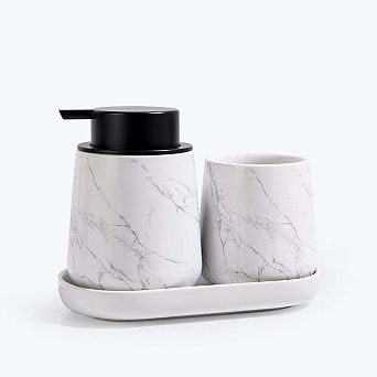 Marble 3 pc Bathroom Set Ceramic