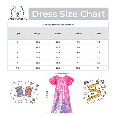Girls' Bubble Gum Pink Sequin Puff Sleeve Party Dress