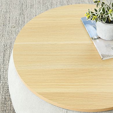 Round Storage Ottoman with Small Seat