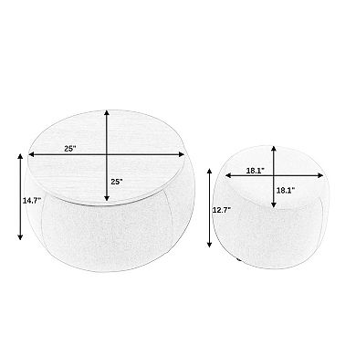 Round Storage Ottoman with Small Seat