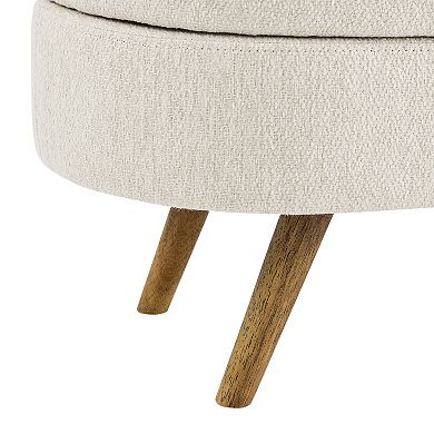 Oval Storage Ottoman Bench with Rubber Wood Legs