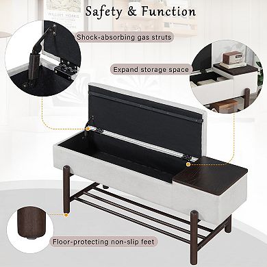 Upholstered Storage Bench with Hidden Compartment