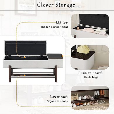 Upholstered Storage Bench with Hidden Compartment