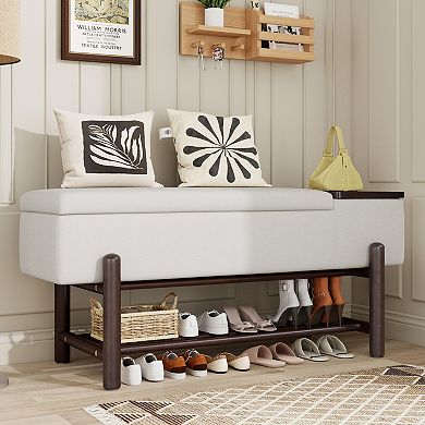 Upholstered Storage Bench with Hidden Compartment