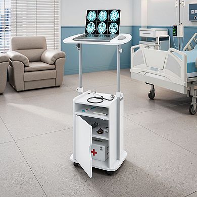 Sit to Stand Mobile Laptop Computer Desk - Portable Rolling Standing Desk