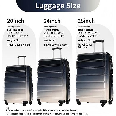 Gradient Color Hardshell Luggage Sets with Spinner Wheels and TSA Lock