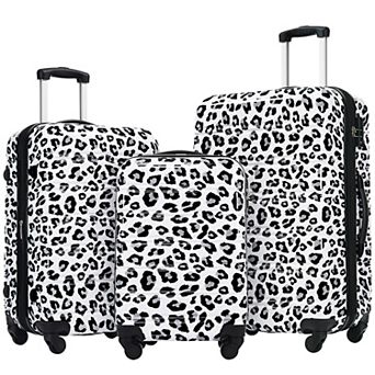 Leopard Hardshell Luggage Sets 3 pc Spinner Suitcase with TSA Lock
