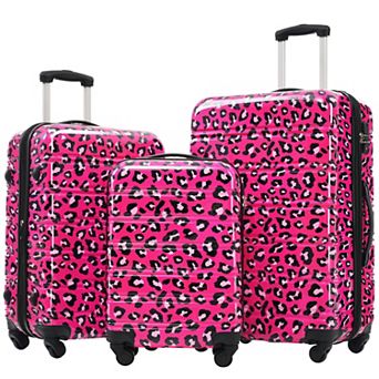 Leopard Hardshell Luggage Sets 3 pc Spinner Suitcase with TSA Lock