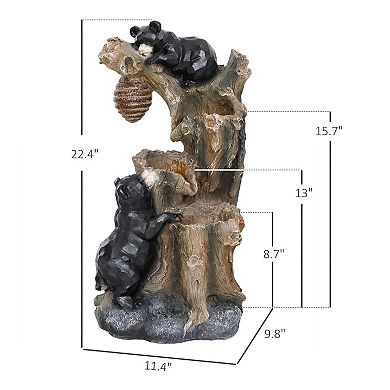 Outsunny 22.4inch 3-Tier Outdoor Water Fountain with LED Lights, Pump