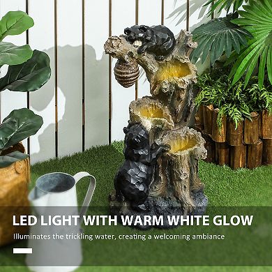 Outsunny 22.4inch 3-Tier Outdoor Water Fountain with LED Lights, Pump