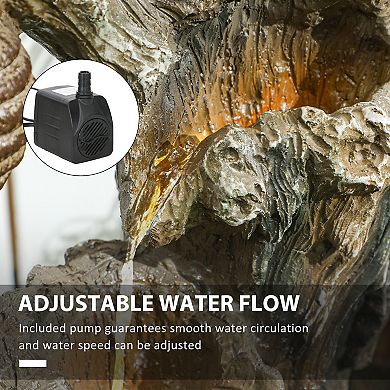 Outsunny 22.4inch 3-Tier Outdoor Water Fountain with LED Lights, Pump