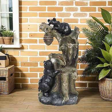 Outsunny 22.4inch 3-Tier Outdoor Water Fountain with LED Lights, Pump