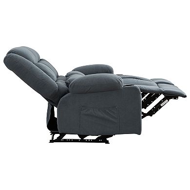 61.81 in. Wide Pillow Top Arm Fabric Rectangle Reclining Sofa with Cupholders