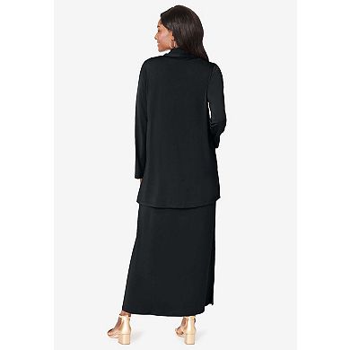 Jessica London Women's Plus Size 2-Piece Cowlneck Jacket Dress