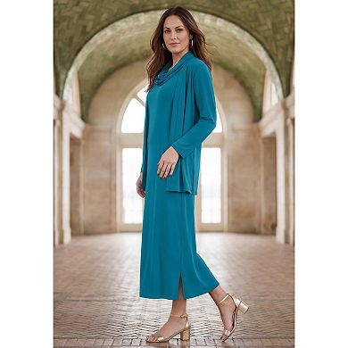 Jessica London Women's Plus Size 2-Piece Cowlneck Jacket Dress
