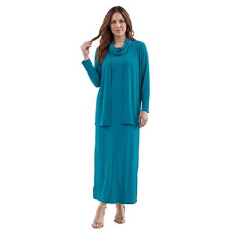 Jessica London Women's Plus Size 2 pc Cowlneck Jacket Dress