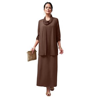 Jessica London Women's Plus Size 2 pc Cowlneck Jacket Dress