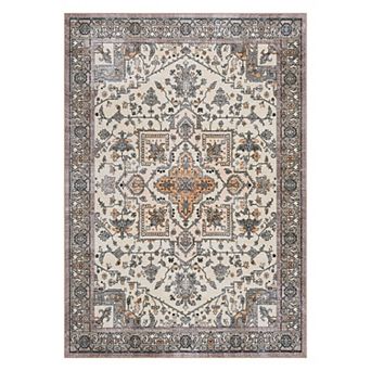 Washed Back Non-Slip Foldable Simulation Printed Area Rug Boho Design, Lightweight Soft Floor