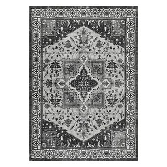 Washed Back Non-Slip Foldable Simulation Printed Area Rug Boho Design, Lightweight Soft Floor