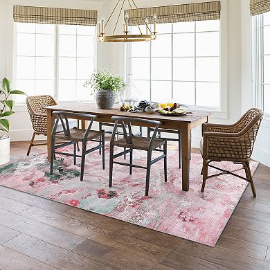 Non-Slip Foldable Printed Rug Elegant Abstract Design Ultra Soft Thick Area Carpet