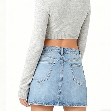 Women's Stretchy Denim Mini Skirt Mid Waist Slim Fit A Line Short Jean Skirt