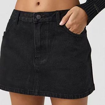 Women's Stretchy Denim Mini Skirt Mid Waist Slim Fit A Line Short Jean Skirt