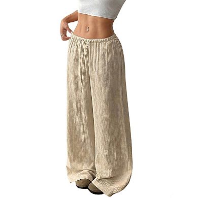 Women's Wide Leg Pants with Drawstring High Waist Casual Loose Fit Trousers