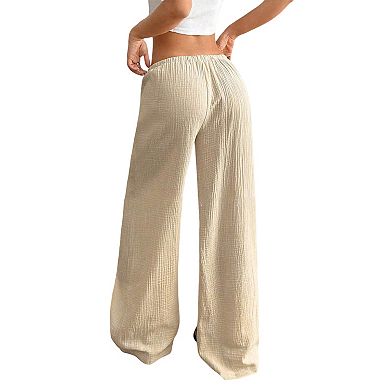 Women's Wide Leg Pants with Drawstring High Waist Casual Loose Fit Trousers