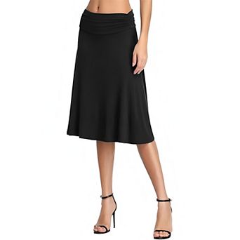 Women's Ruffle Hem Flared Midi Skirt Boho Chic High Waist A-Line Long Skirt for Daily Casual Wear