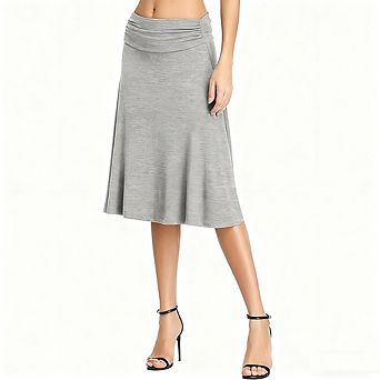 Women's Ruffle Hem Flared Midi Skirt Boho Chic High Waist A-Line Long Skirt for Daily Casual Wear