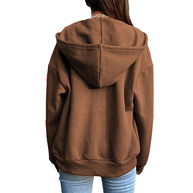 Womens Hooded Fleece Lined Sweatshirt Long Sleeve Zip Up Jacket
