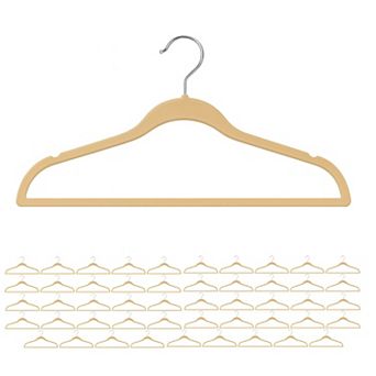50 Pack Wood-Like Plastic Hangers, Slim Non-Slip Design with 360° Rotating Hook