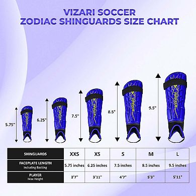 Vizari Zodiac Soccer Shin Guards Durable, Lightweight, Breathable, Adjustable for All Ages