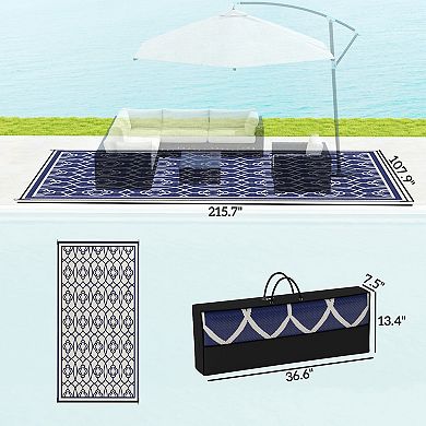 Outsunny Outdoor Rug, 9ft x 18' Floor Mat Lantern
