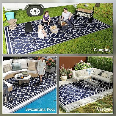Outsunny Outdoor Rug, 9ft x 18' Floor Mat Lantern