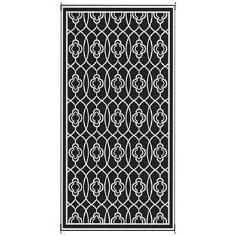 Outsunny Outdoor Rug, 9ft x 18ft Floor Mat, Black Gray Lantern