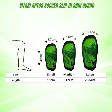 Vizari Aptos Soccer Shin Guards Durable, Lightweight, Breathable, Adjustable for All Ages