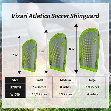 Vizari Atletico Soccer Shin Guards Durable, Lightweight, Breathable, Adjustable for All Ages