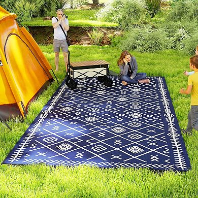 Outsunny Outdoor Rug, 9ft x 18' Floor Mat Rhombus