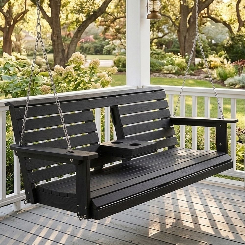 5-Feet Extra Large HIPS 3-Seat Porch Swing with Foldable Cup Holders