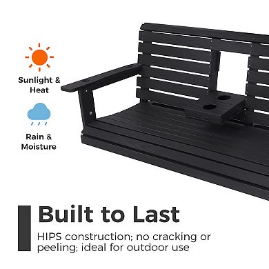 5-Feet Extra Large HIPS 3-Seat Porch Swing with Foldable Cup Holders