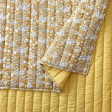 Laurel & Mayfair 3-piece Block Print Floral Quilt Set with Shams