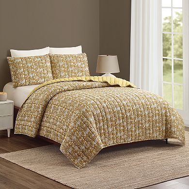 Laurel & Mayfair 3-piece Block Print Floral Quilt Set with Shams
