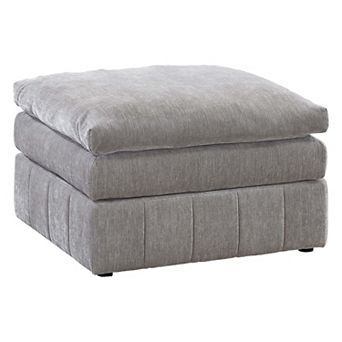 Luna 33 Inch Modular Ottoman, Three Layer Plush Cushioned Seat, Gray
