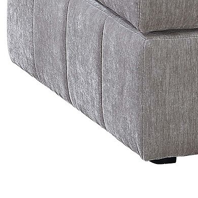 Luna 33 Inch Modular Ottoman, Three Layer Plush Cushioned Seat, Gray