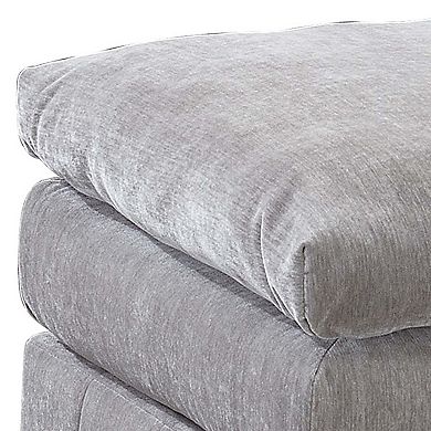 Luna 33 Inch Modular Ottoman, Three Layer Plush Cushioned Seat, Gray