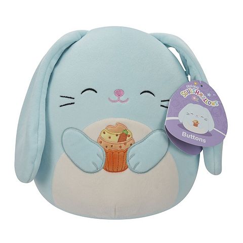 Детские мягкие игрушки Squishmallows Buttons the Bunny Holding Carrot Cupcake 8-inch Plush Toy