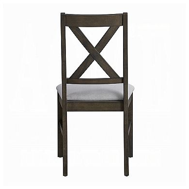 Side Dining Chair Set of 2, X Farmhouse Back, Padded Gray and Beige
