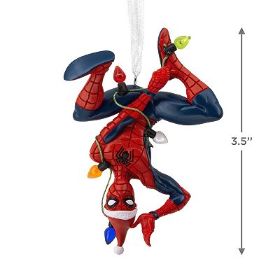 Marvel Spider-Man Hanging From Lights Hallmark Christmas Ornament