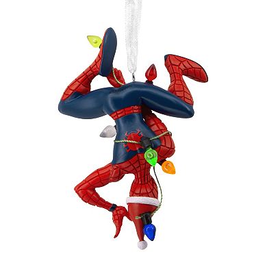 Marvel Spider-Man Hanging From Lights Hallmark Christmas Ornament